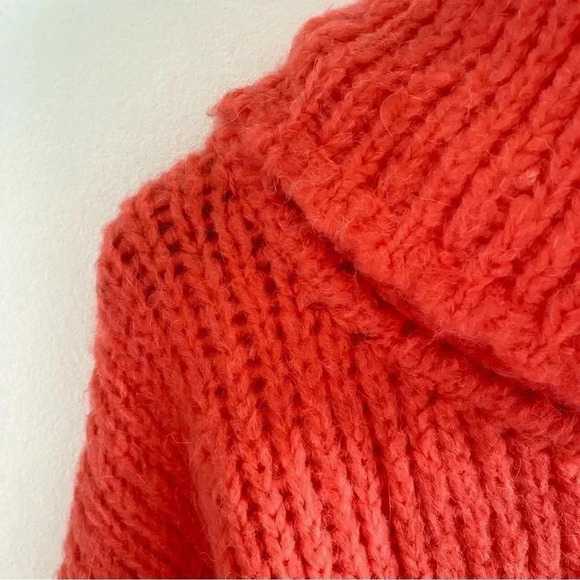 Anthropology Pilcro Zamora Cowl Neck Sweater Sz Large bright coral - Picture 4 of 14